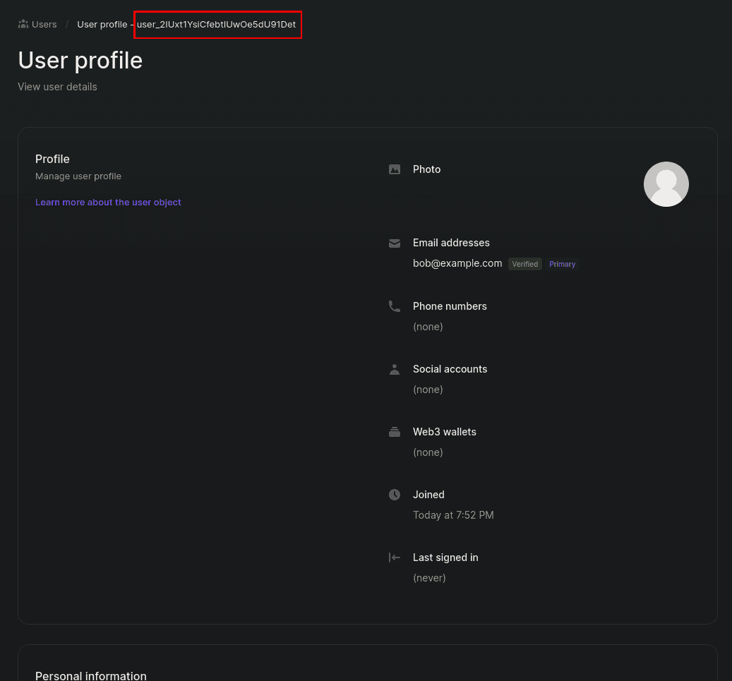 Copying user ID