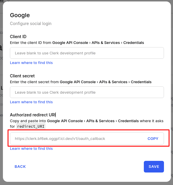Configuring Google SSO in Clerk