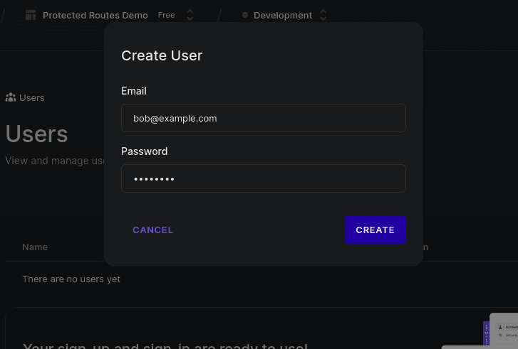 Creating a new user